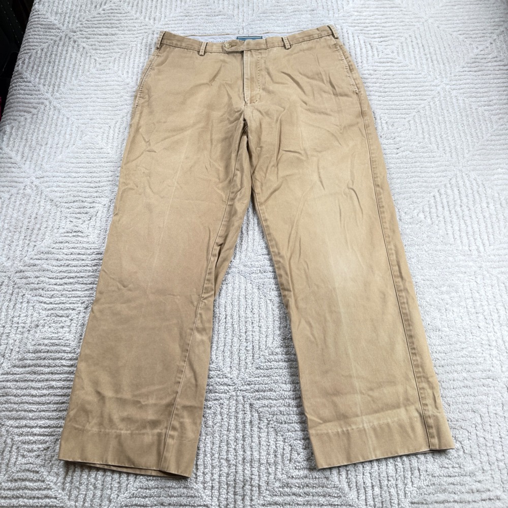 Peter Millar Chino Pants Mens 33x27 Khaki Tan Pima Cotton Straight Preppy Short